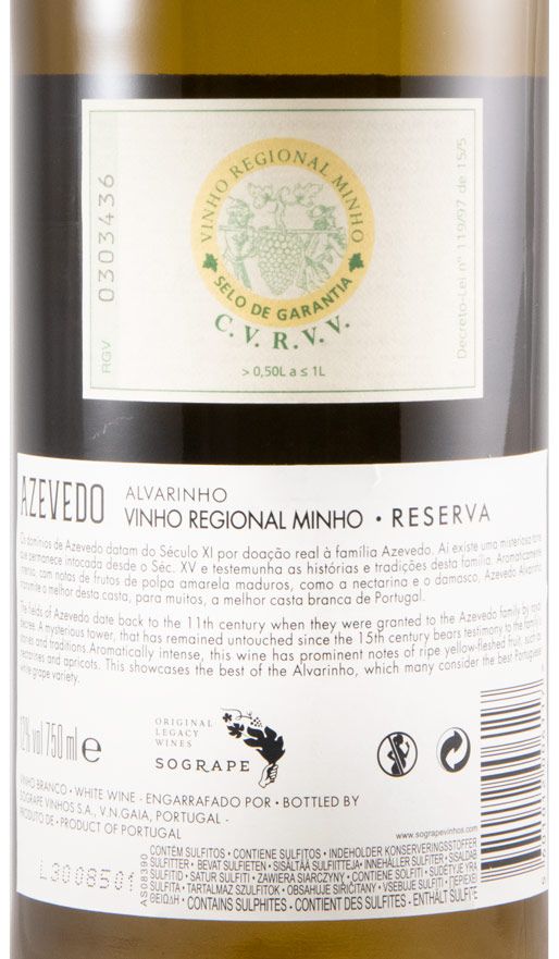 2019 Azevedo Reserva Alvarinho white