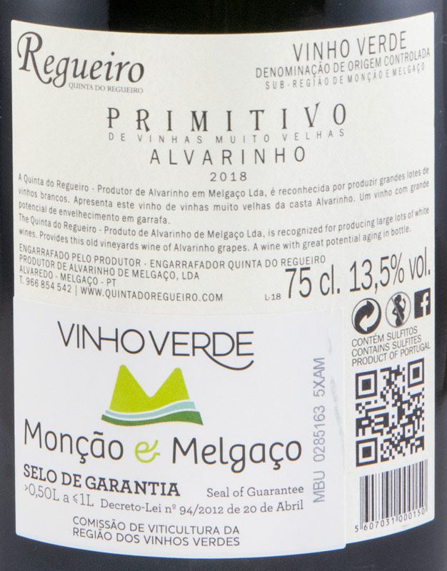 2018 Quinta do Regueiro Primitivo Alvarinho branco