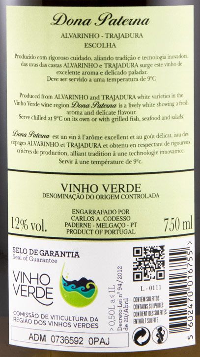 2019 Dona Paterna Alvarinho Trajadura branco