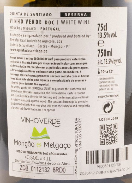 2017 Quinta de Santiago Reserva Alvarinho white