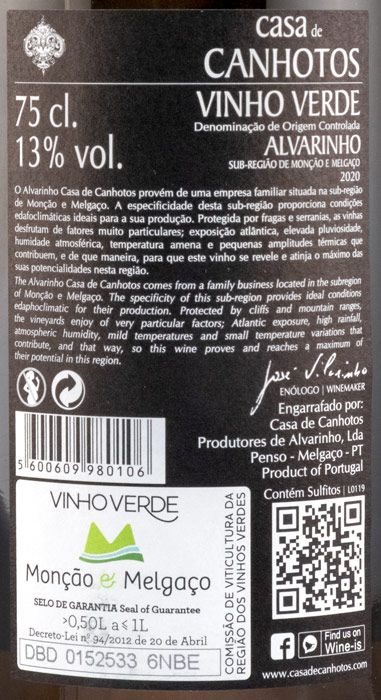 2020 Casa de Canhotos Alvarinho branco