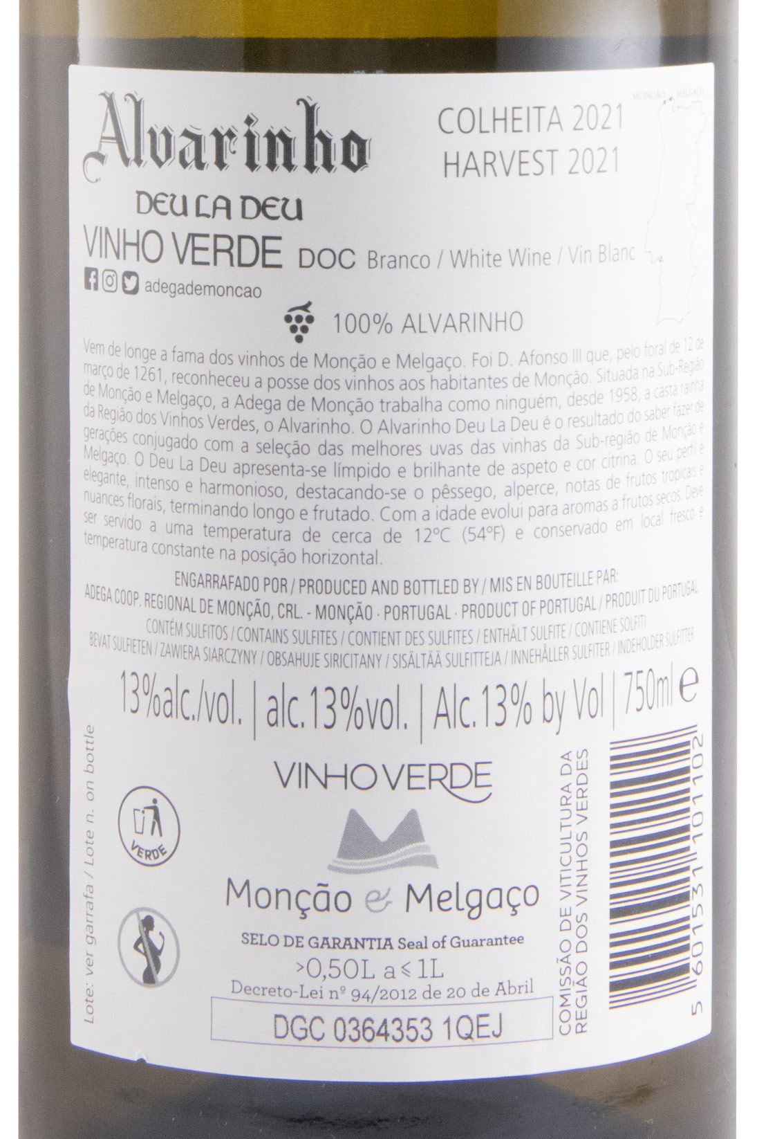 2021 Alvarinho Deu La Deu branco