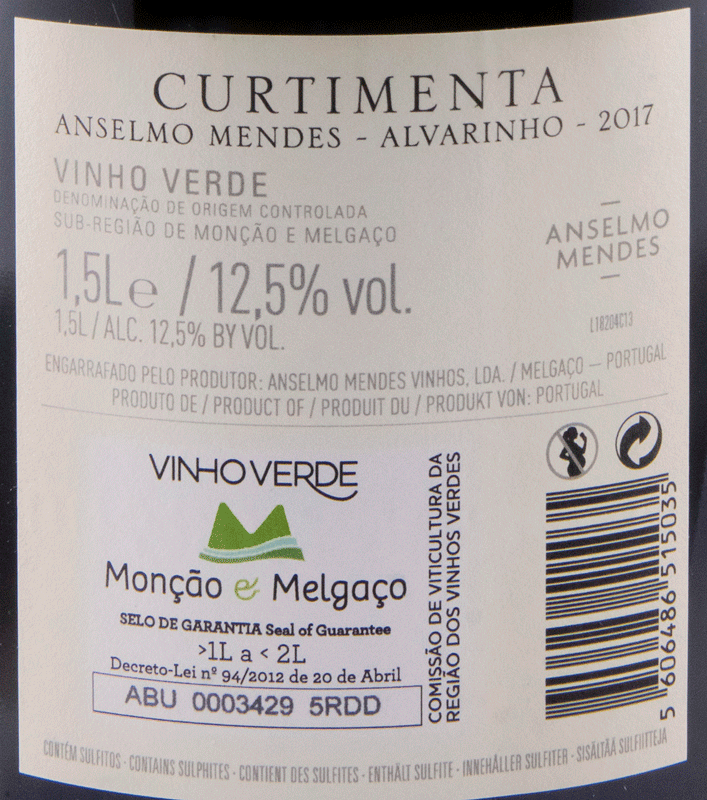 2017 Anselmo Mendes Curtimenta Alvarinho branco 1,5L
