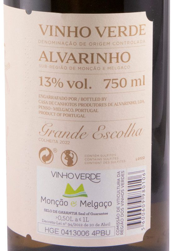2022 Casa de Canhotos Alvarinho Grande Escolha branco