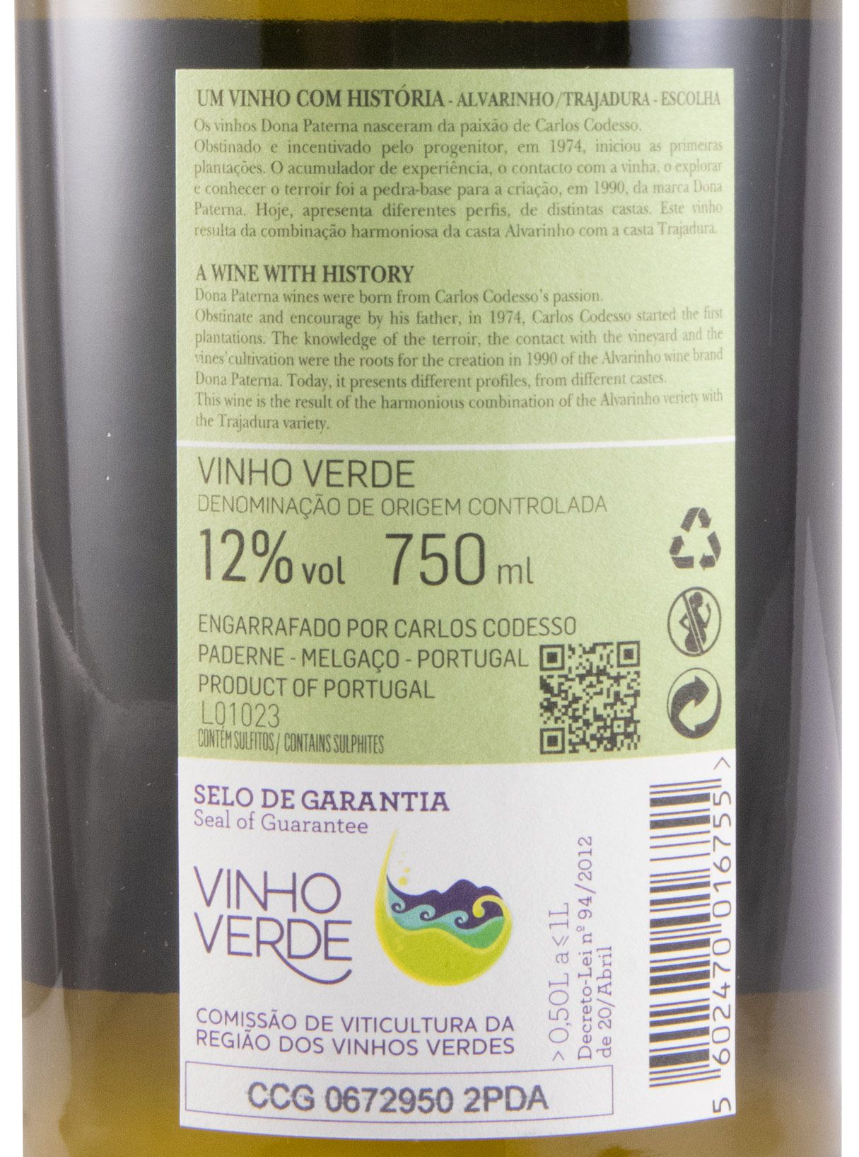 2022 Dona Paterna Alvarinho & Trajadura branco