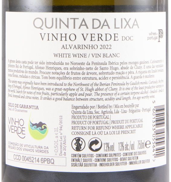 2022 Quinta da Lixa Alvarinho Escolha branco