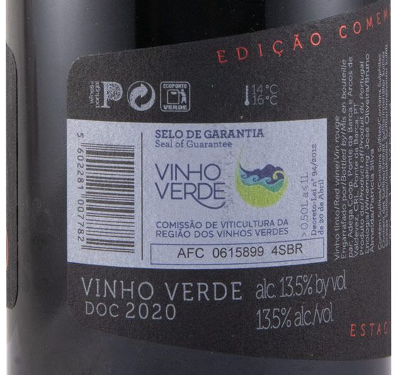 2020 Ponte da Barca Reserva de Sócios em Cascos de Carvalho Vinhão red