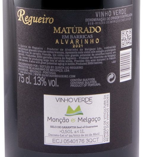2021 Quinta do Regueiro Maturado em Barricas Alvarinho white