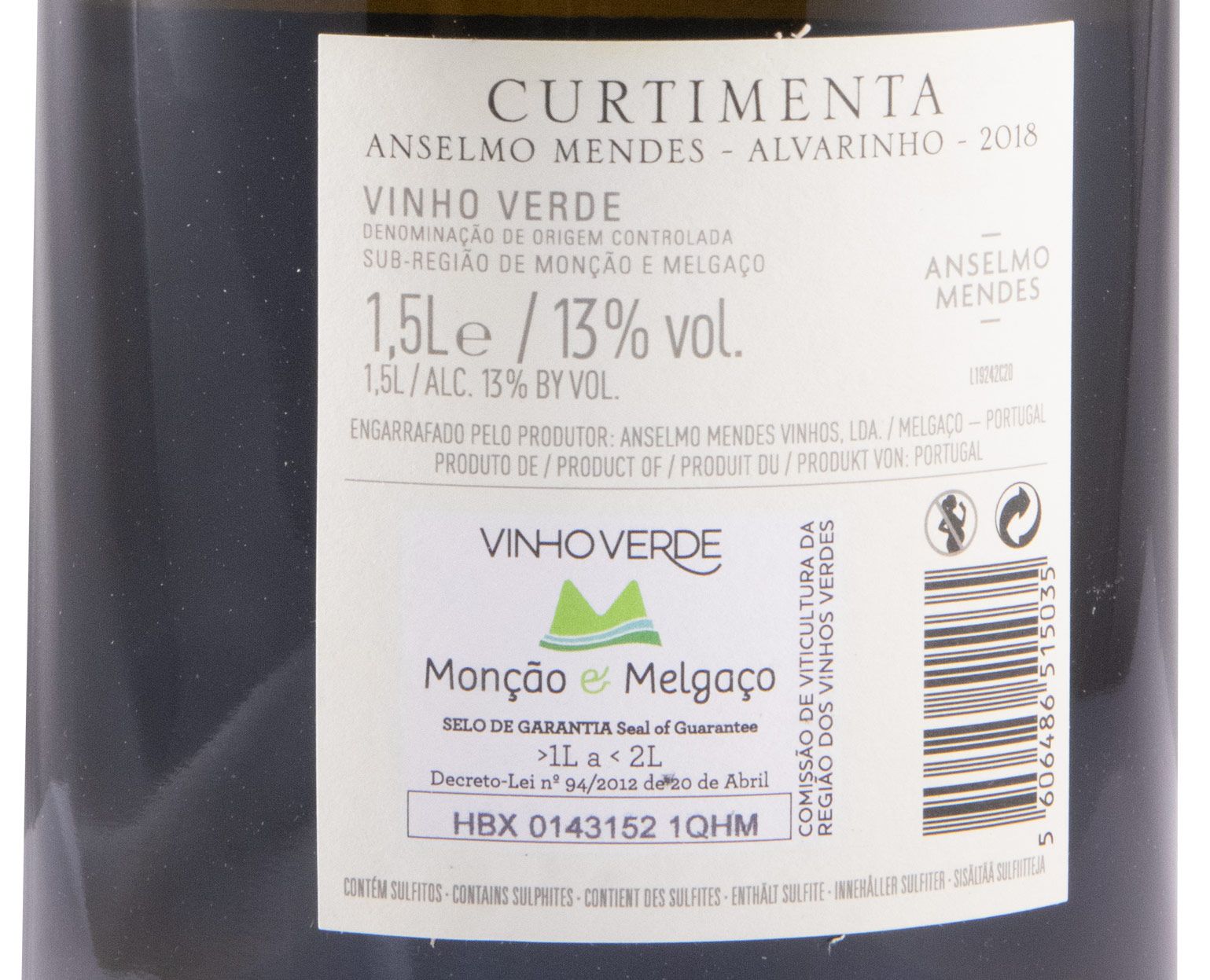 2018 Anselmo Mendes Curtimenta Alvarinho white 1.5L