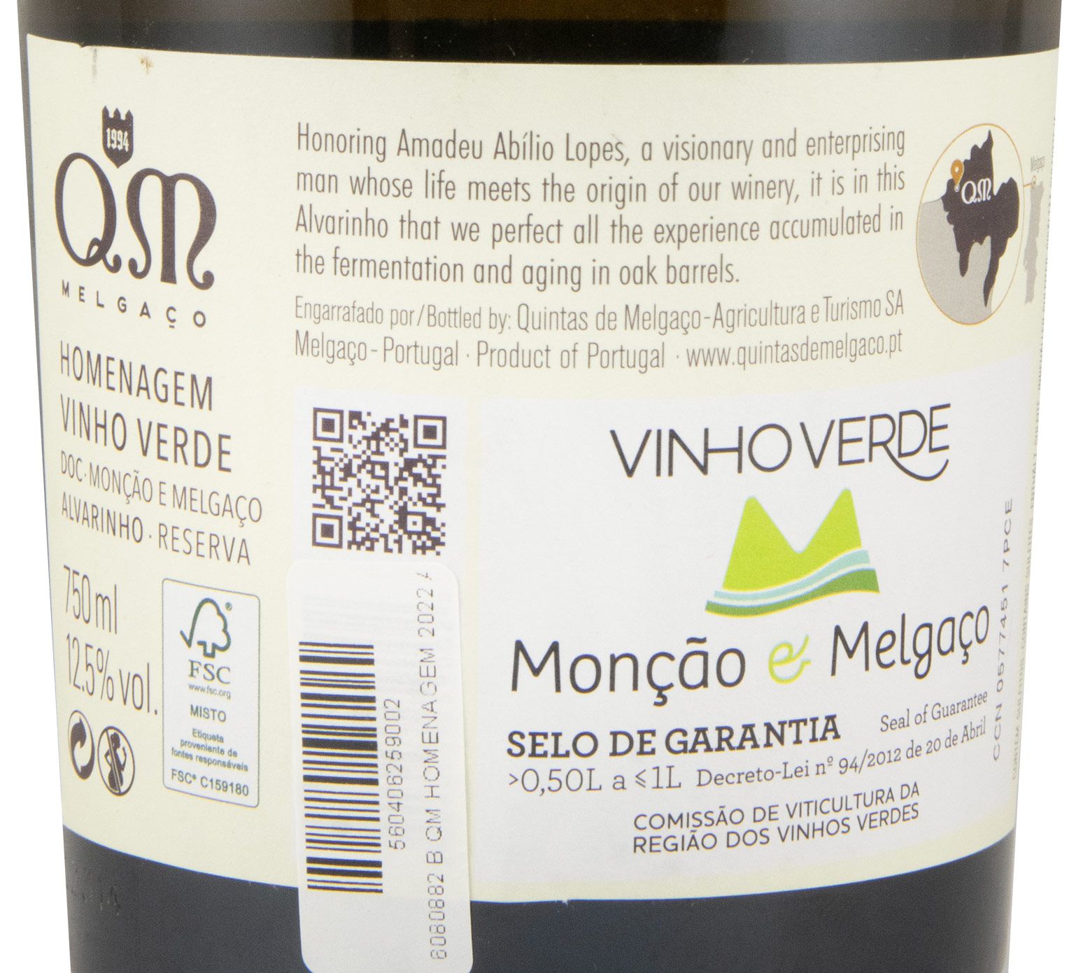 2022 Quintas de Melgaço QM Homenagem Alvarinho white