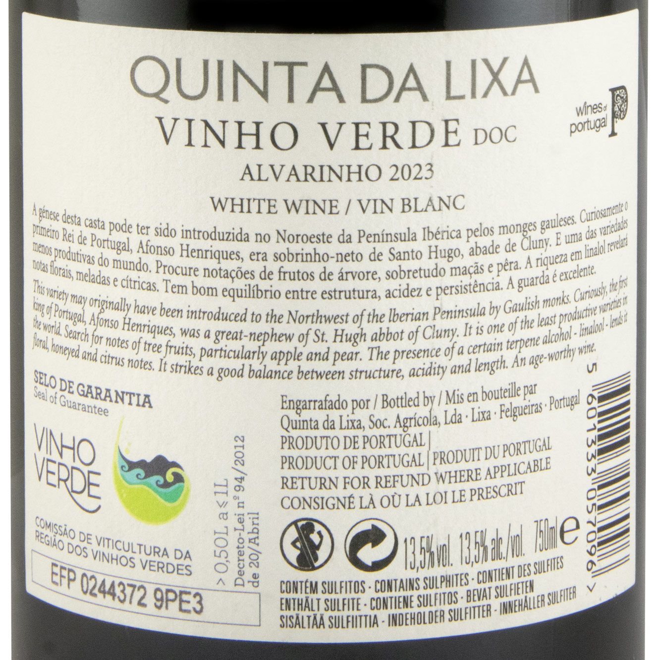 2023 Quinta da Lixa Alvarinho Escolha branco
