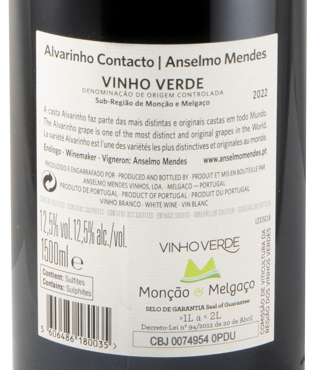 2022 Anselmo Mendes Contacto Alvarinho branco 1,5L