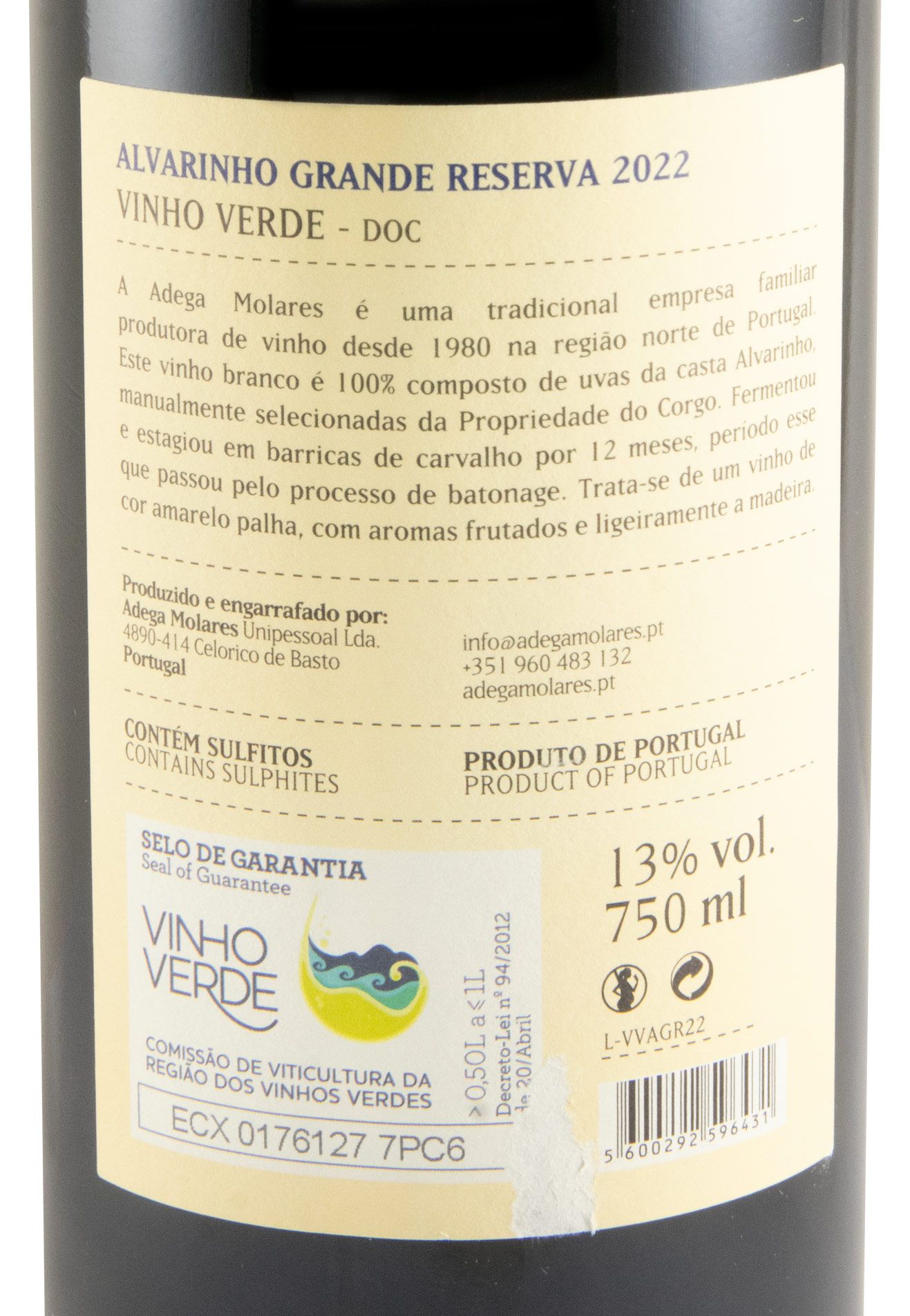 2022 Molares Obra Completa Alvarinho Grande Reserva branco