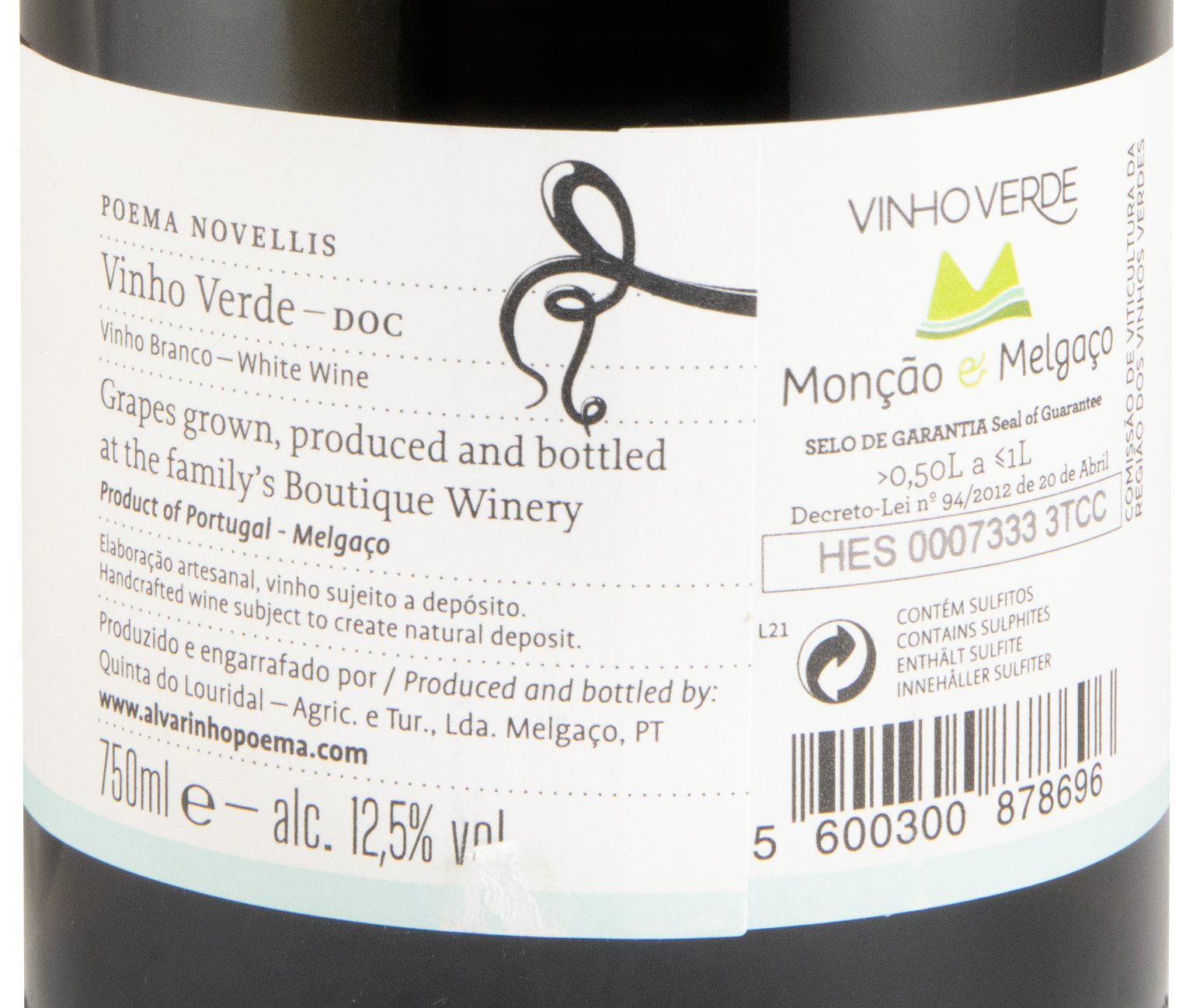 2021 Quinta do Louridal Poema Novellis Alvarinho branco