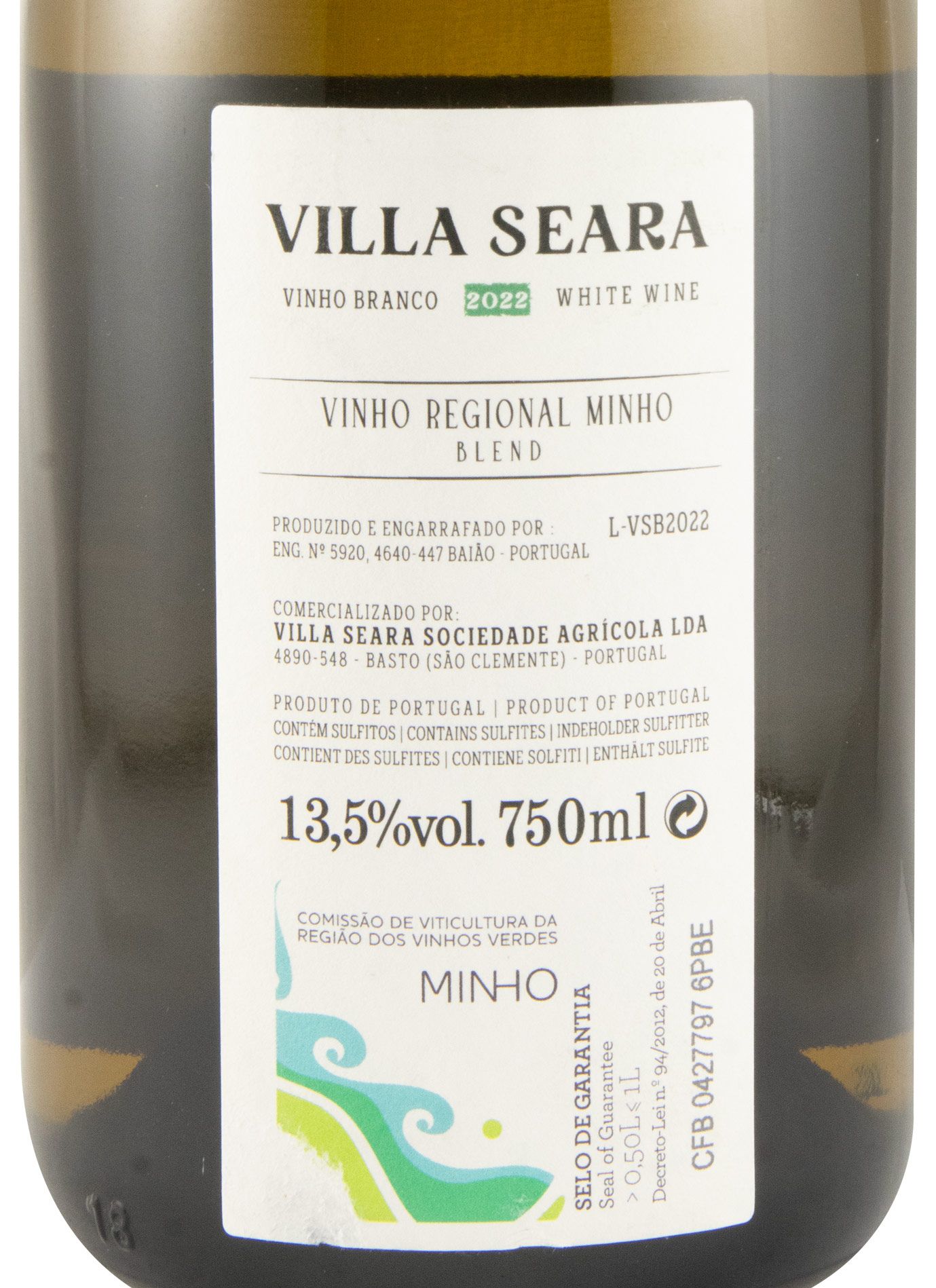 2022 Villa Seara branco (rótulo danificado)