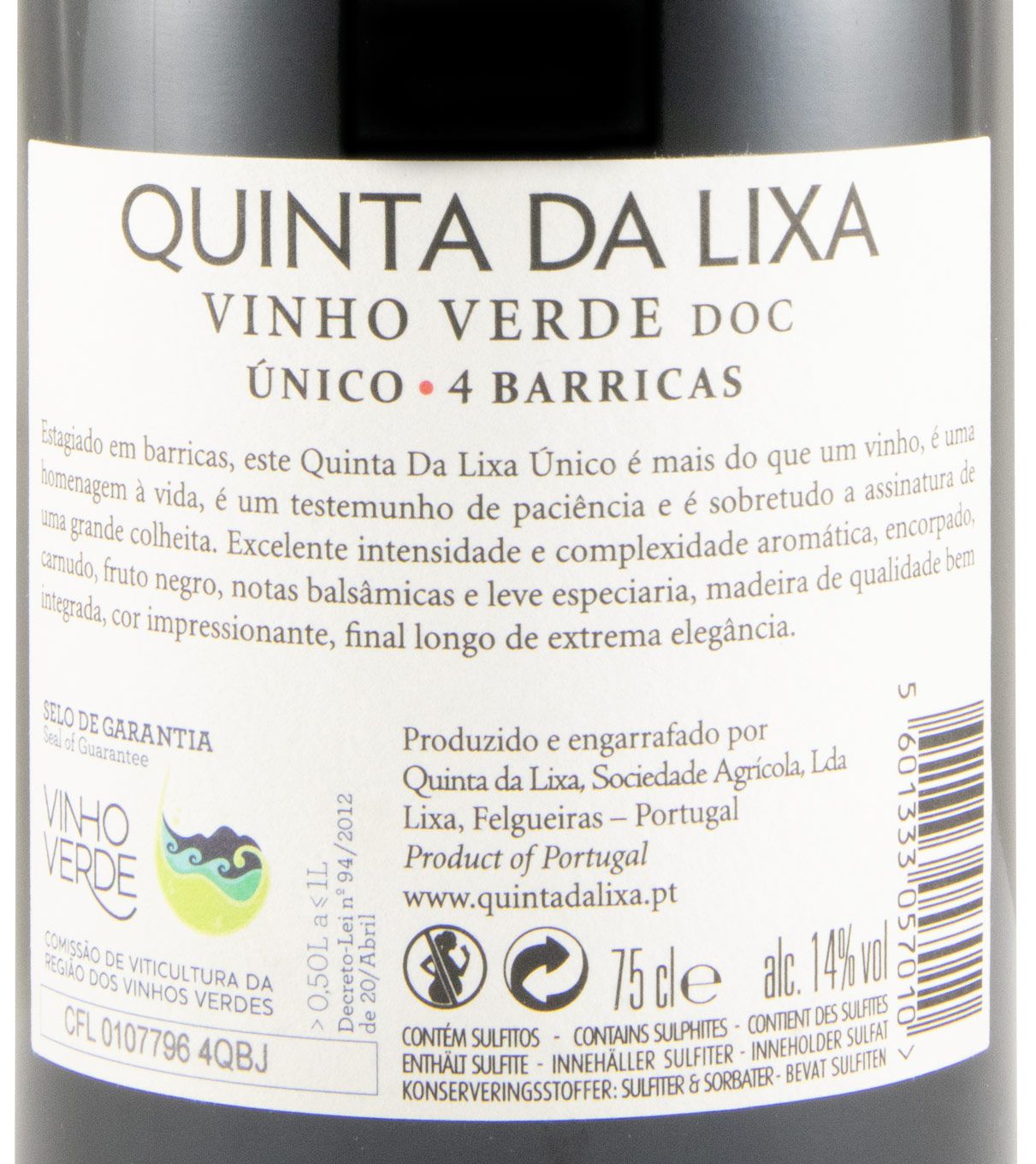 2018 Quinta da Lixa Único 4 Barricas Private Collection tinto