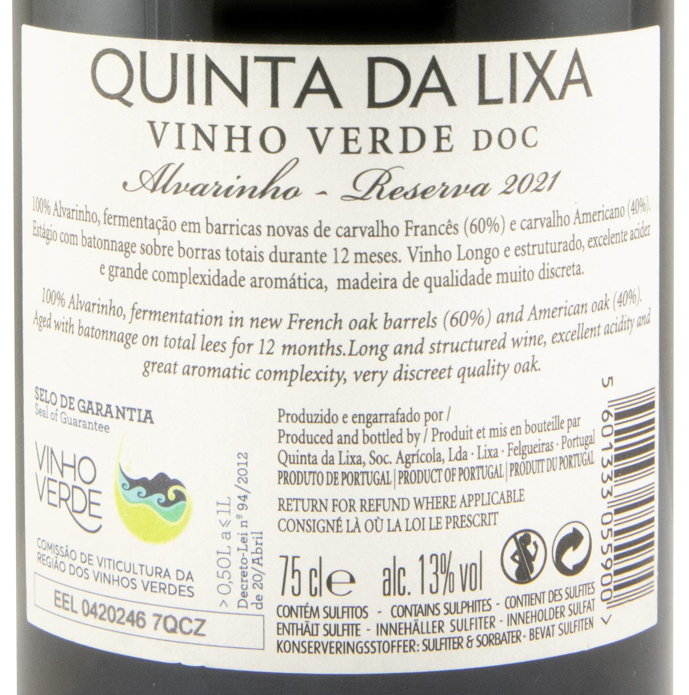 2021 Quinta da Lixa Alvarinho Reserva branco
