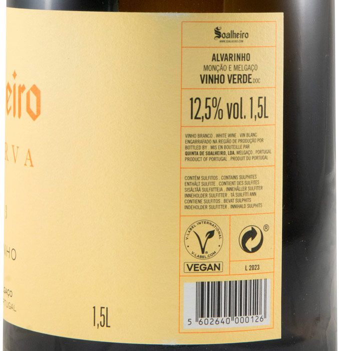 2023 Soalheiro Alvarinho Reserva branco 1,5L