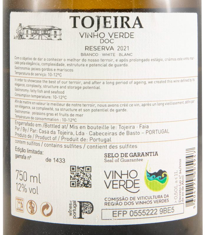 2021 Tojeira Reserva white