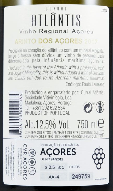 2017 Curral Atlântis Arinto dos Açores branco
