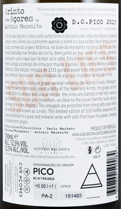 2017 Arinto dos Açores Sur Lies branco