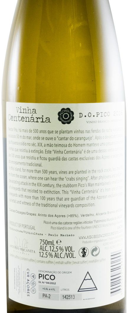2016 Azores Wine Company Vinha Centenária white
