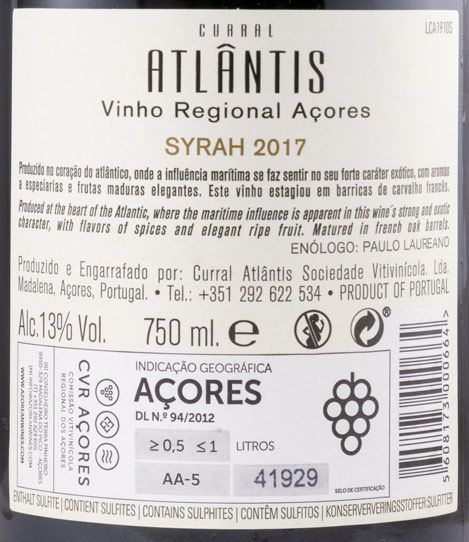2017 Curral Atlântis Syrah red