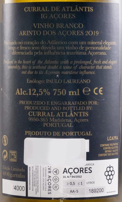 2019 Curral Atlântis Arinto dos Açores branco