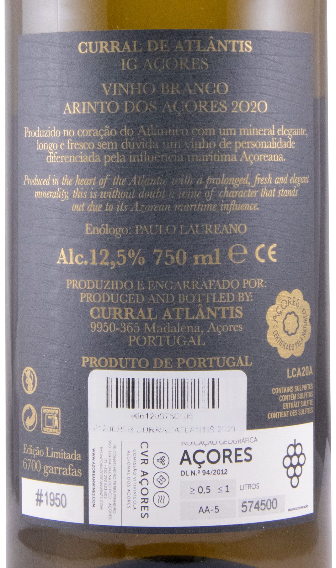 2020 Curral Atlântis Arinto dos Açores white