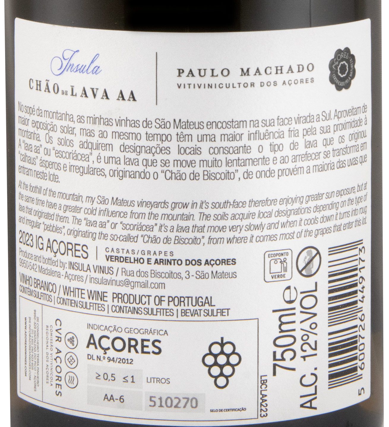 2023 Insula Chão de Lava AA branco