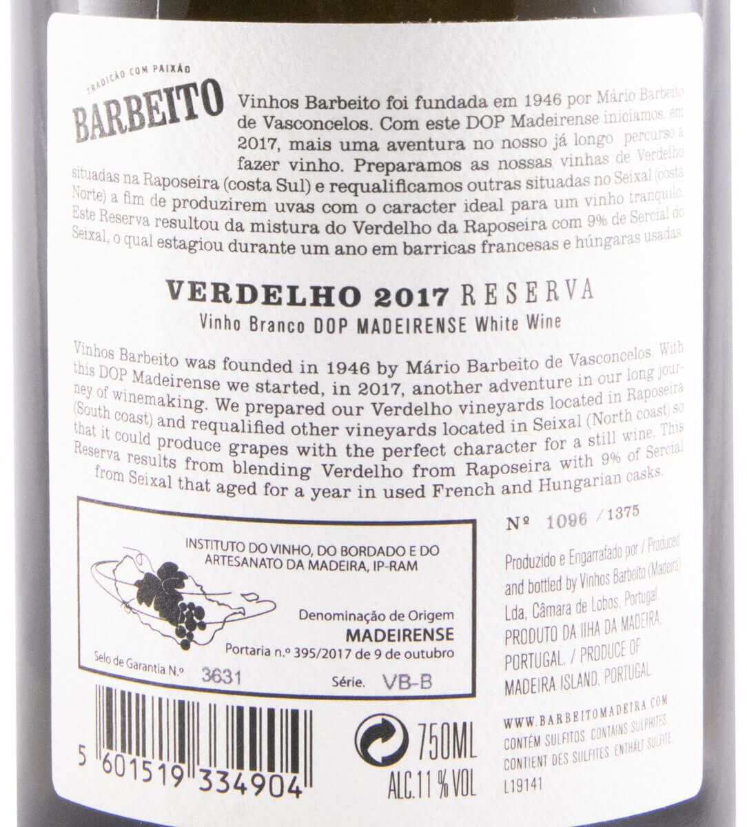 2017 Barbeito Verdelho Reserva white
