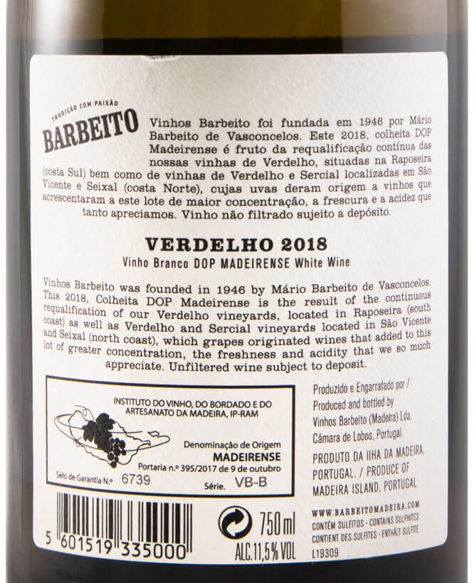 2018 Barbeito Verdelho DOP Madeirense branco