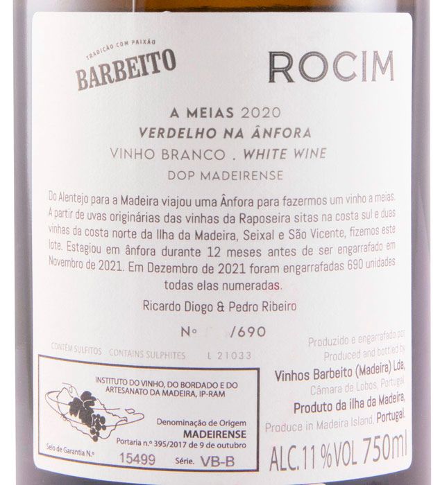2020 Rocim & Barbeito A Meias Verdelho na Ânfora white