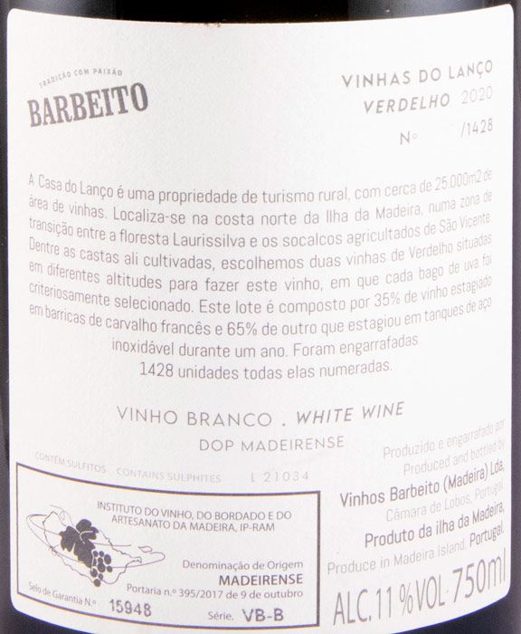 2020 Barbeito Vinhas do Lanço Verdelho branco