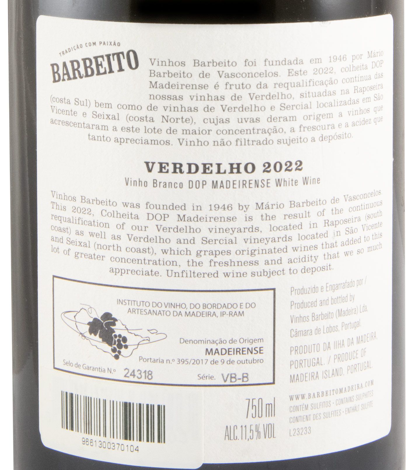 2022 Barbeito Verdelho white