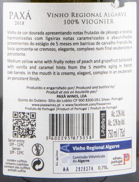 2018 Paxá Viognier branco