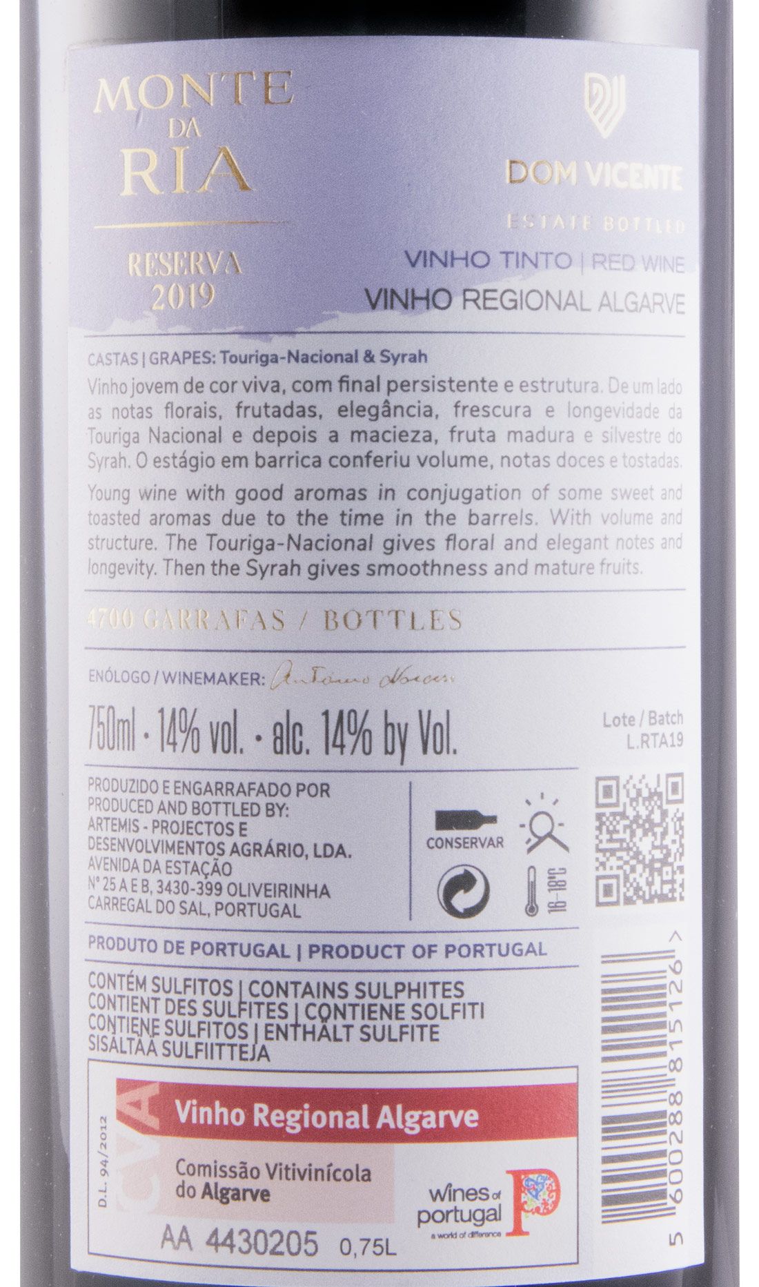 2019 Monte da Ria Reserva tinto