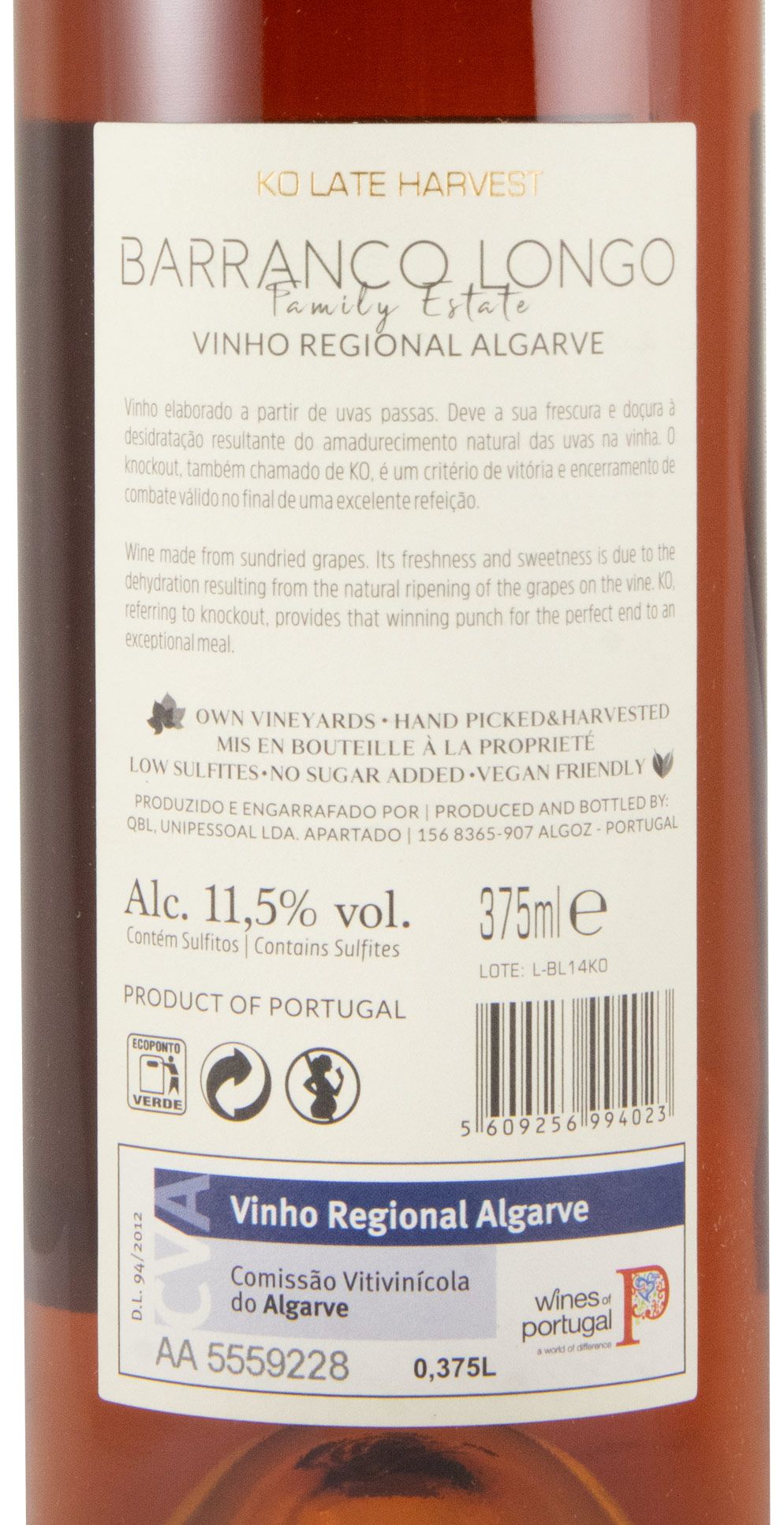 2014 Barranco Longo KO Late Harvest white 37.5cl