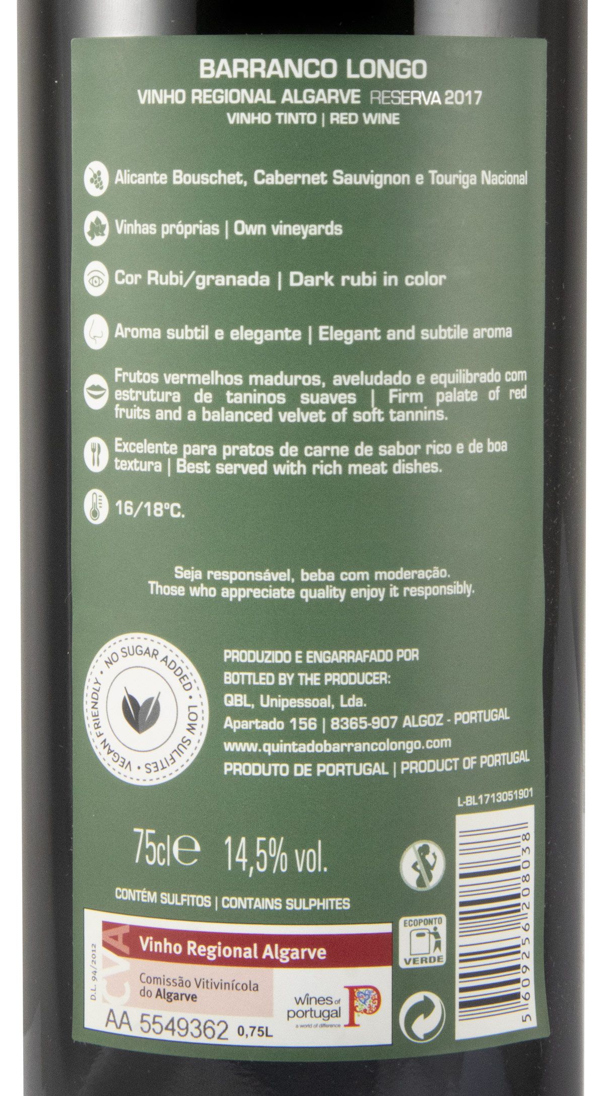 2017 Barranco Longo Reserva red