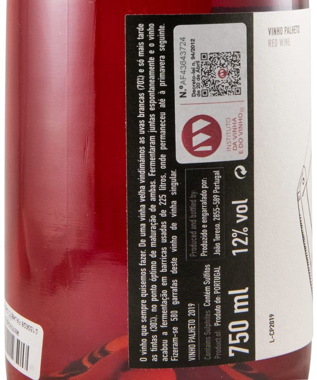 2019 Chinado Palheto red