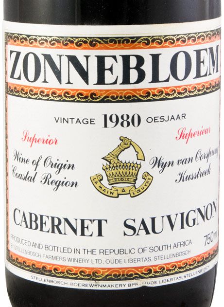 1980 Zonnebloem Cabernet Sauvignon Stellenbosh tinto