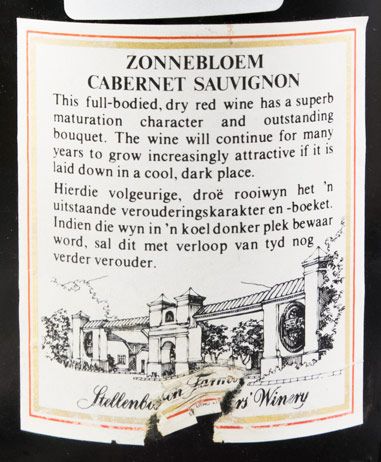 1980 Zonnebloem Cabernet Sauvignon Stellenbosh tinto