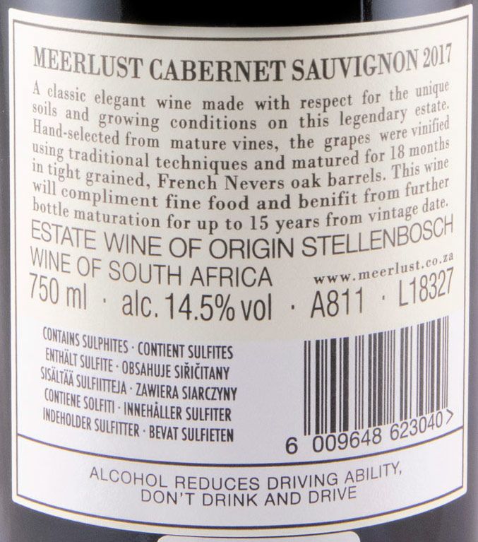 2017 Meerlust Cabernet Sauvignon tinto