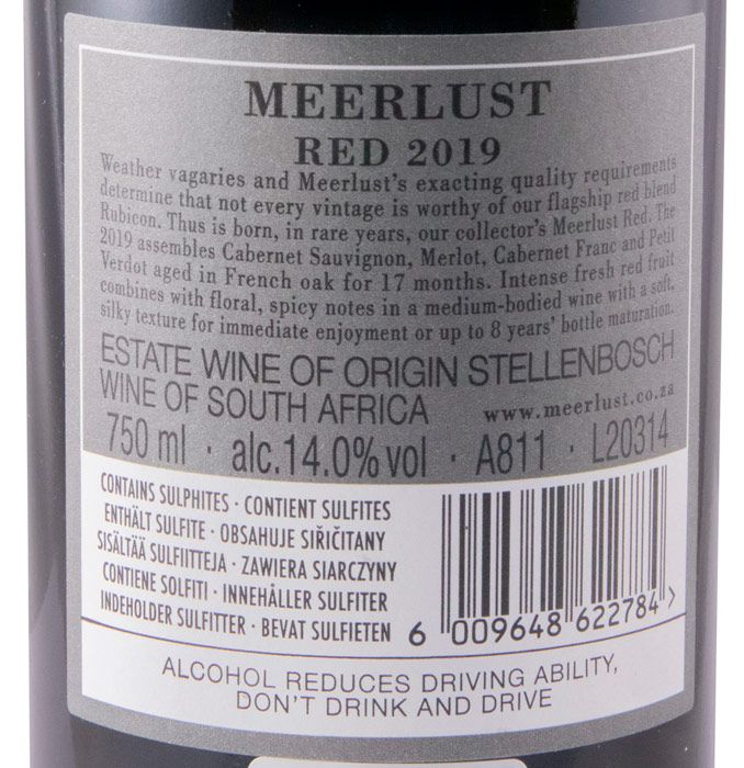 2019 Meerlust tinto (rótulo danificado)