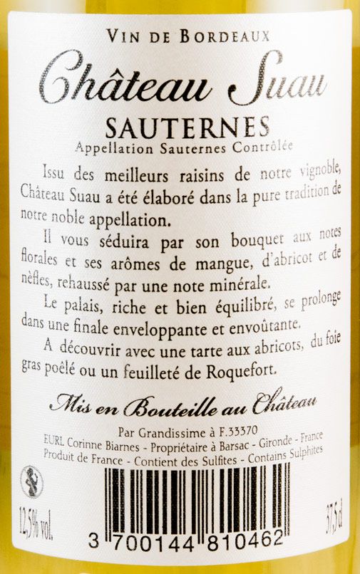 2012 Château Suau Sauternes branco 37,5cl