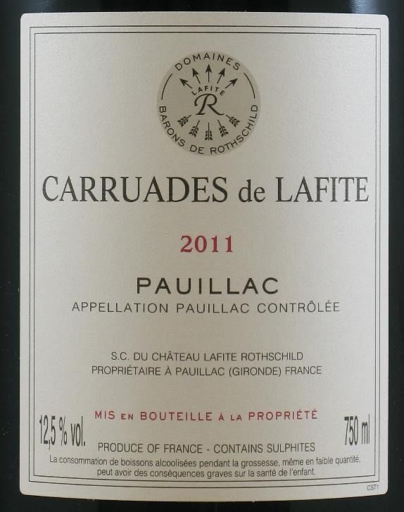 2011 Château Lafite Rothschild Carruades de Lafite Pauillac tinto