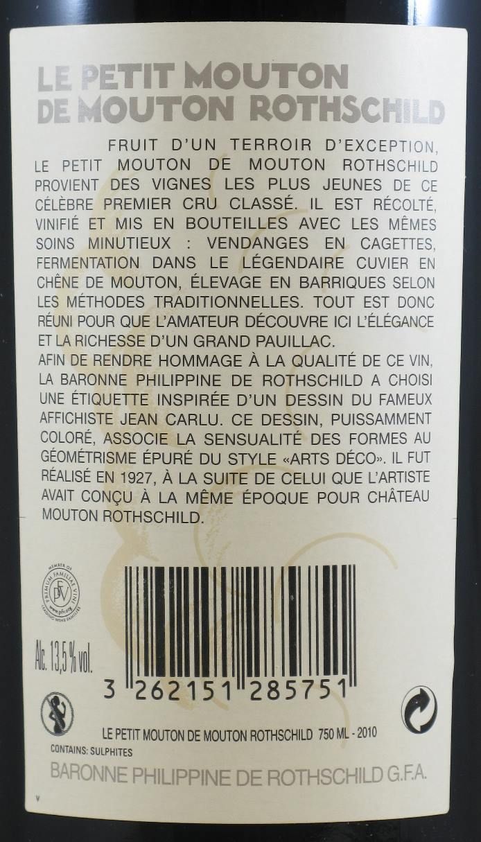 2010 Le Petit Mouton de Mouton Rothschild Pauillac tinto