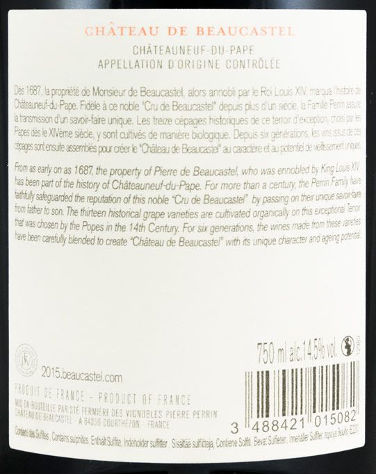 2015 Château de Beaucastel Châteauneuf-du-Pape red