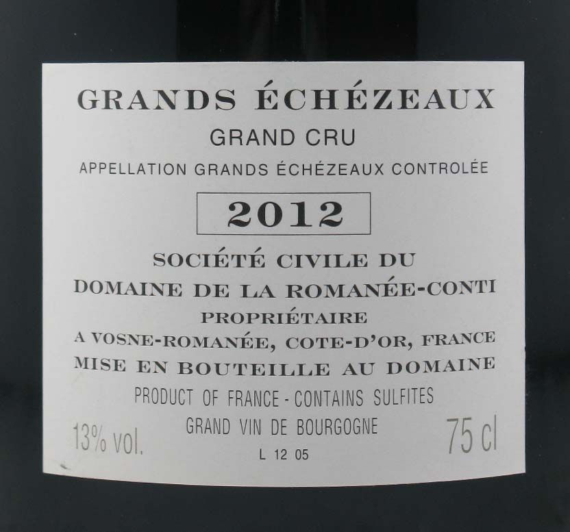 2012 Domaine de la Romanée-Conti Grand Cru Grands Échézeaux tinto