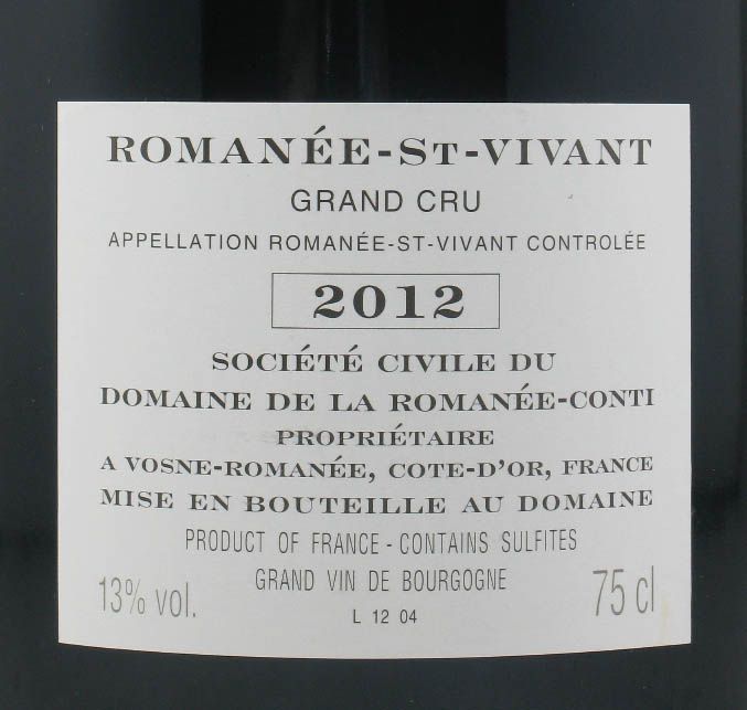 2012 Domaine de la Romanée-Conti Marey-Monge Romanée-Saint-Vivant red
